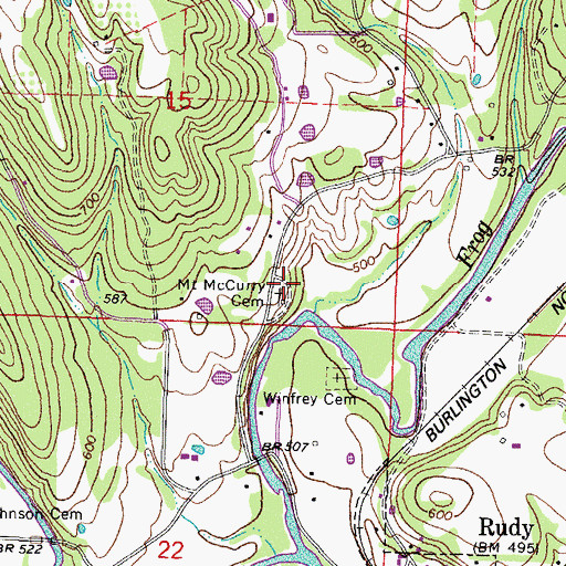 Topographic Map of Mount McCurry Cemetery, AR