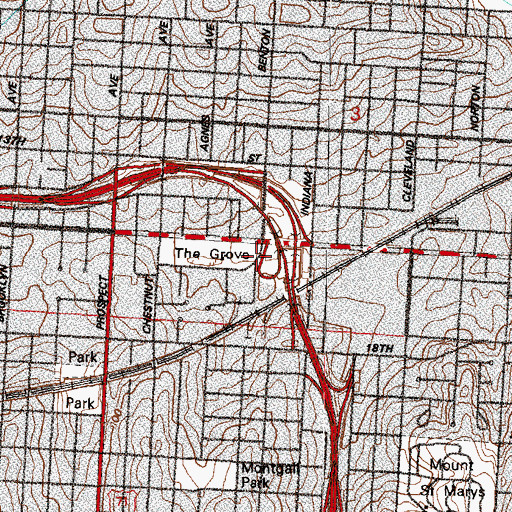 Topographic Map of The Grove, MO