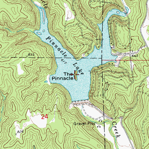 Topographic Map of The Pinnacle, MO