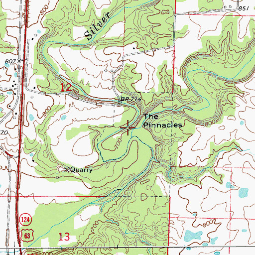 Topographic Map of The Pinnacles, MO