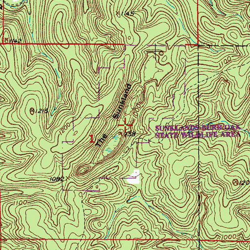 Topographic Map of The Sunkland, MO