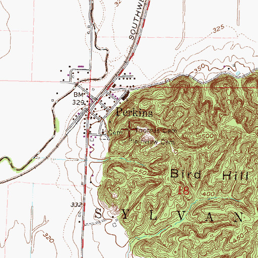 Topographic Map of Thomas Cemetery, MO
