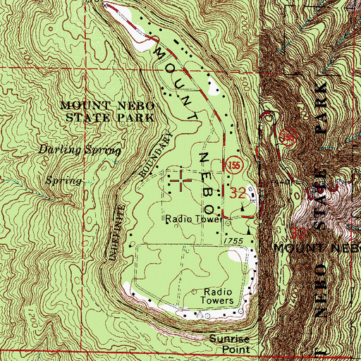 Topographic Map of Mount Nebo State Park, AR