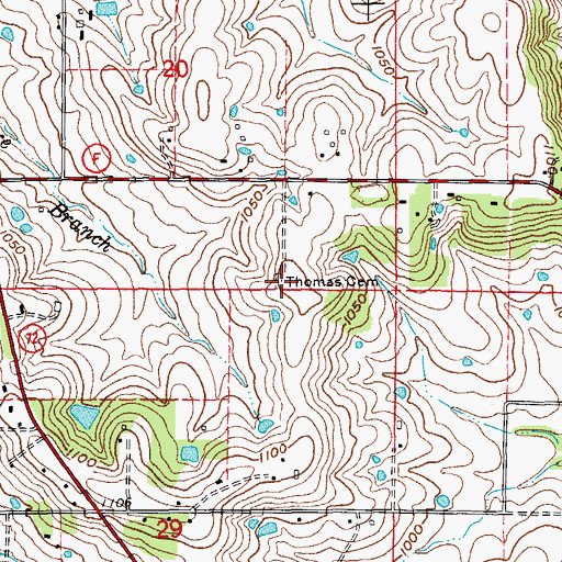 Topographic Map of Thomas Cemetery, MO