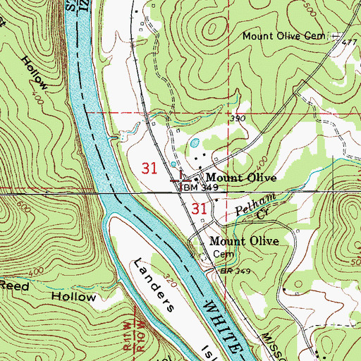 Topographic Map of Mount Olive, AR