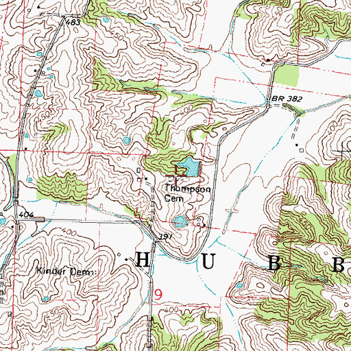 Topographic Map of Thompson Cemetery, MO