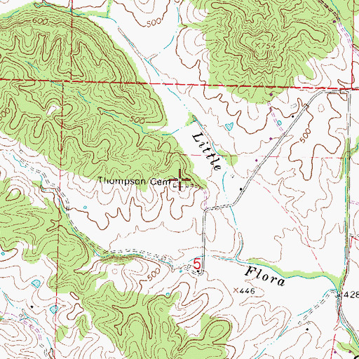 Topographic Map of Thompson Cemetery, MO
