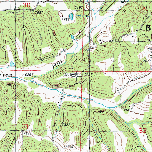 Topographic Map of Thompson Cemetery, MO