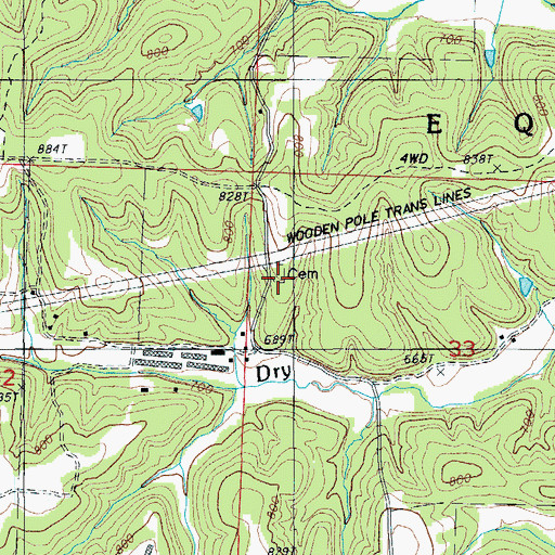 Topographic Map of Thompson Cemetery, MO