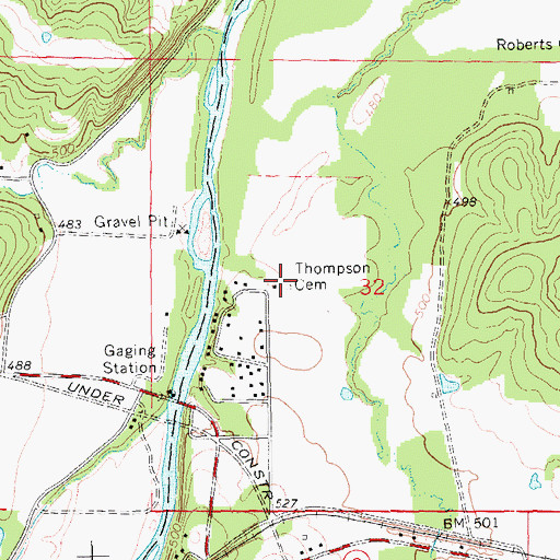 Topographic Map of Thompson Cemetery, MO