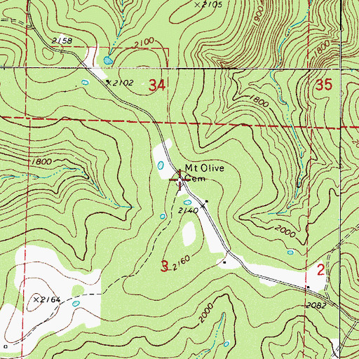 Topographic Map of Mount Olive Cemetery, AR
