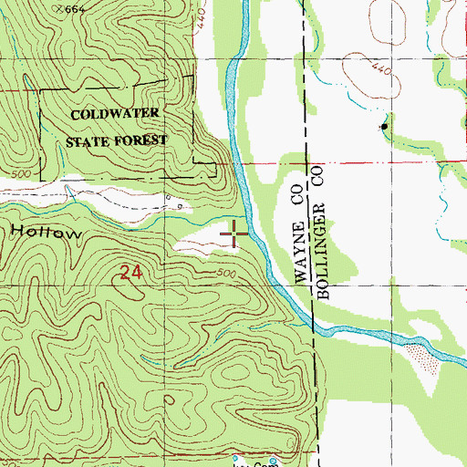 Topographic Map of Thompson Hollow, MO
