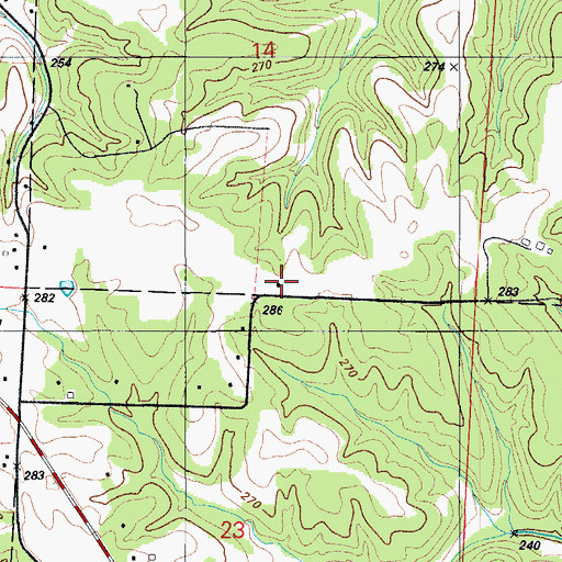 Topographic Map of Thompson Ridge, MO