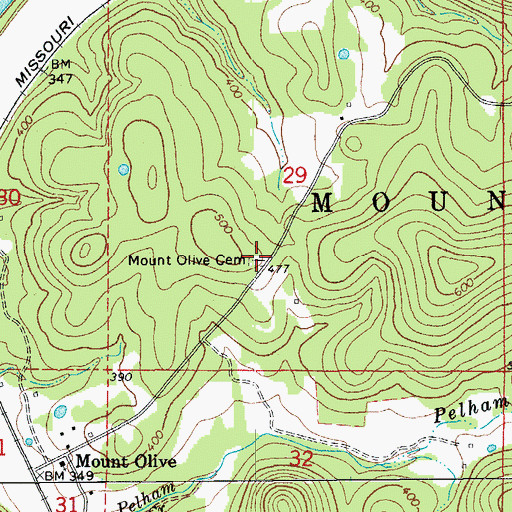 Topographic Map of Mount Olive Cemetery, AR