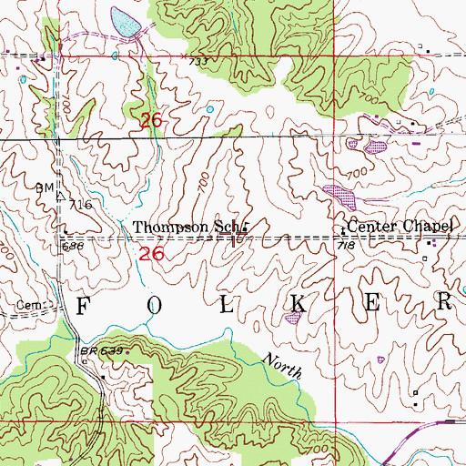 Topographic Map of Thompson School, MO