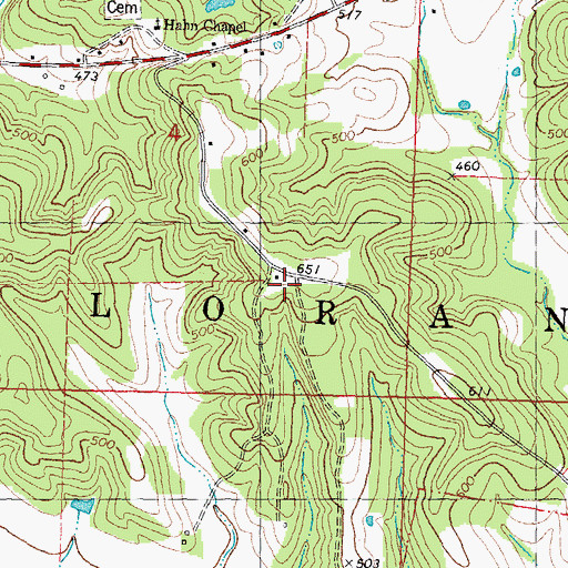 Topographic Map of Thornburgh School, MO