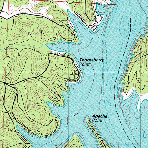 Topographic Map of Thornsberry Point, MO