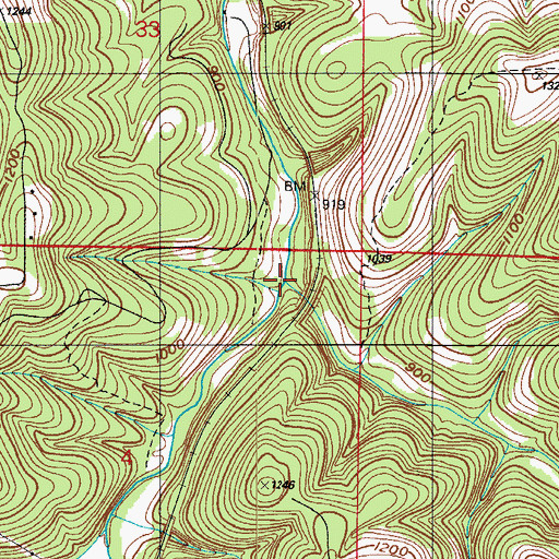 Topographic Map of Thorp Creek, MO