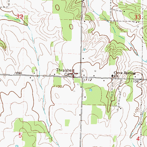 Topographic Map of Thrasher Cemetery, MO