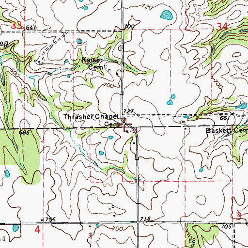 Topographic Map of Thrasher Chapel Cemetery, MO