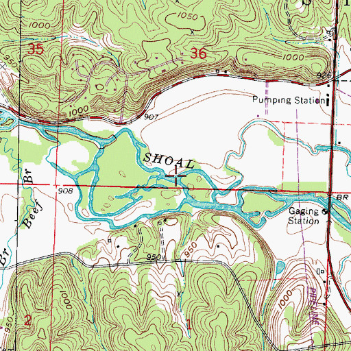 Topographic Map of Thurman Creek, MO