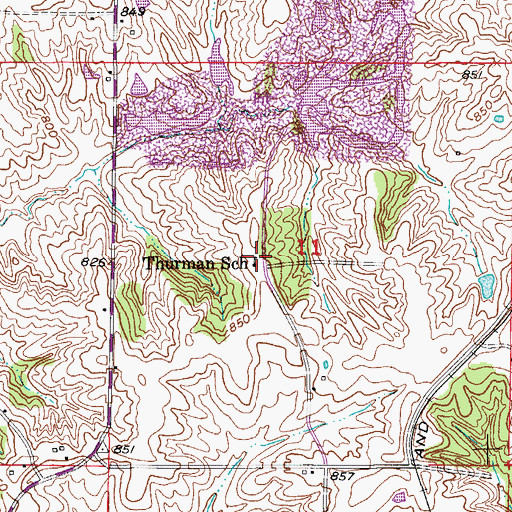 Topographic Map of Thurman School, MO