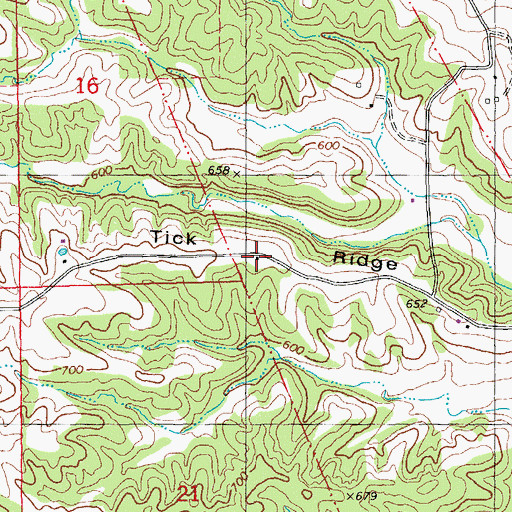 Topographic Map of Tick Ridge, MO