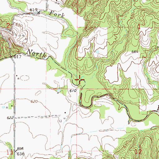 Topographic Map of Tiger Fork, MO