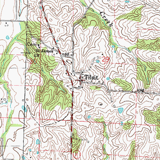 Topographic Map of Tilsit, MO