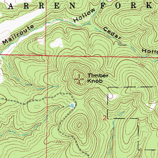 Topographic Map of Timber Knob, MO