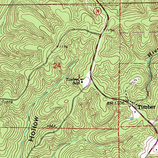 Topographic Map of Timber School, MO
