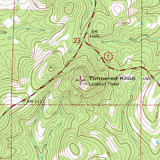 Topographic Map of Timbered Knob, MO