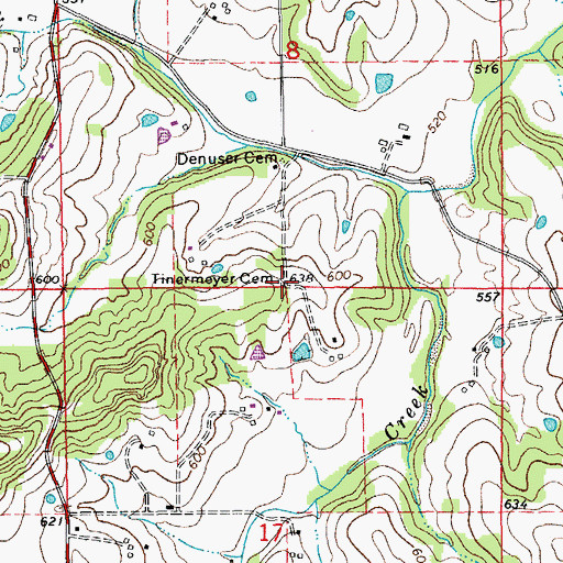 Topographic Map of Tinermeyer Cemetery, MO