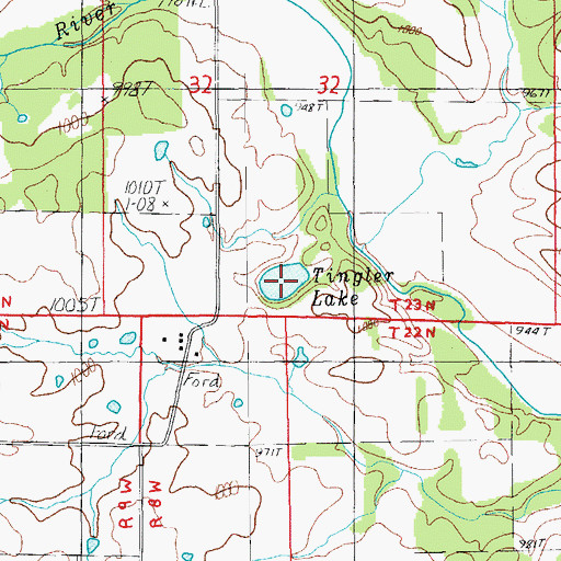 Topographic Map of Tingler Lake, MO