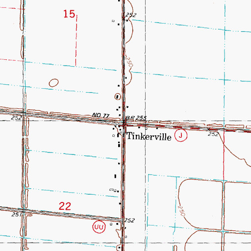 Topographic Map of Tinkerville, MO