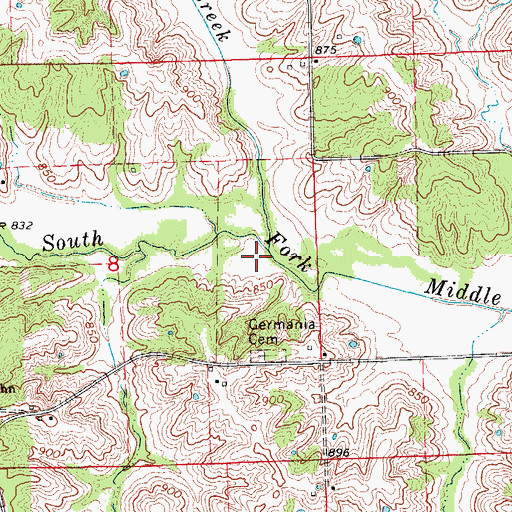 Topographic Map of Tipp Creek, MO