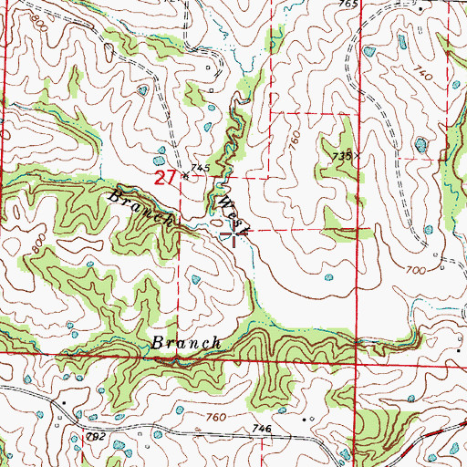 Topographic Map of Tippett Branch, MO