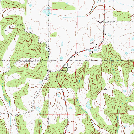 Topographic Map of Tiptop School, MO