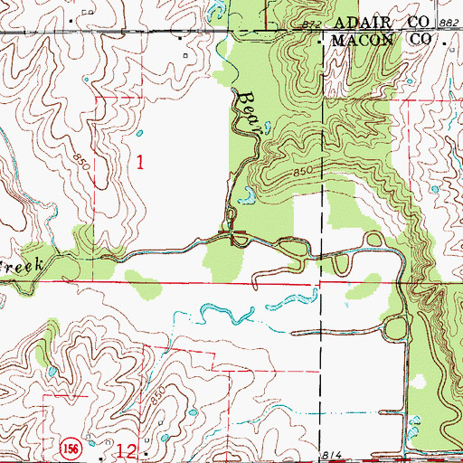 Topographic Map of Titus Creek, MO