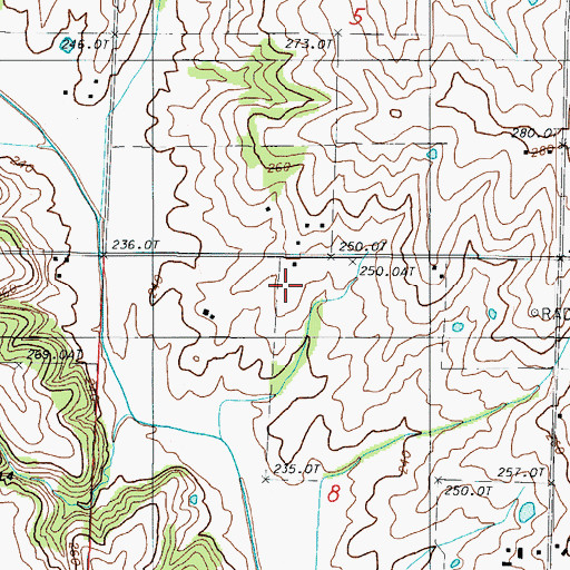 Topographic Map of Toben Valley School, MO