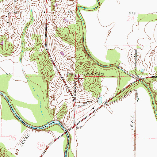 Topographic Map of Tobin Cemetery, MO