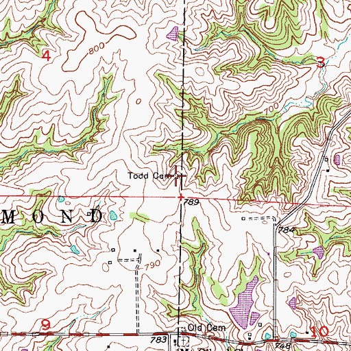 Topographic Map of Todd Cemetery, MO