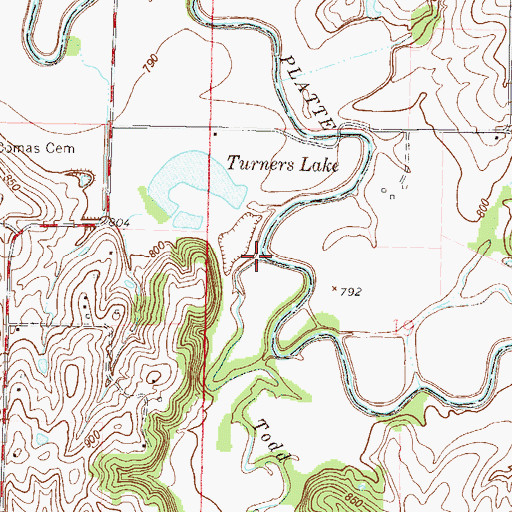 Topographic Map of Todd Creek, MO