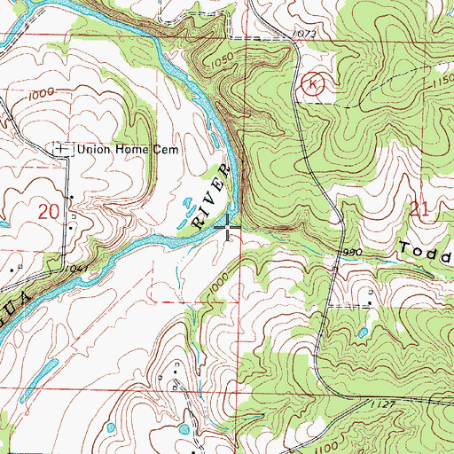 Topographic Map of Todd Hollow, MO