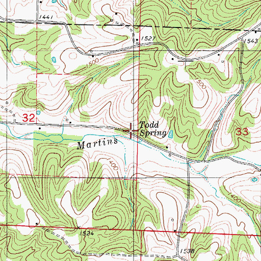 Topographic Map of Todd Spring, MO