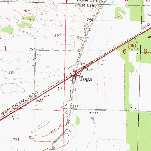 Topographic Map of Toga, MO