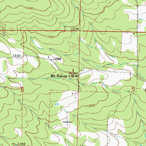 Topographic Map of Mount Salem Church, AR