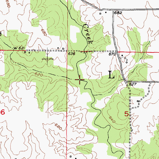 Topographic Map of Tom Branch, MO