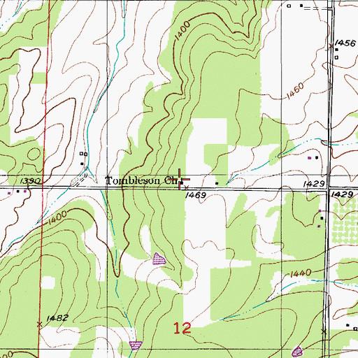 Topographic Map of Tombleson Church, MO