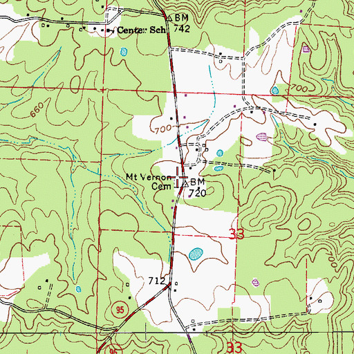 Topographic Map of Mount Vernon Cemetery, AR